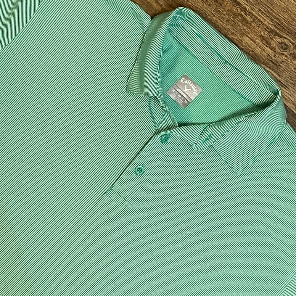 Callaway Green Thin-Striped Polo Shirt